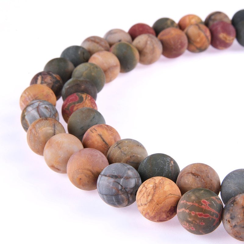 PLTbeads Natural Gemstone Loose Beads Matte Approxi 15.5 inch DIY Bracelet Necklace for Jewelry Making (10mm, Matte Picasso Jasper) - Image 1